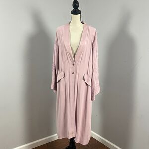 Odd Molly Embroidered Sleeve Boho Duster Pink Topper Jacket Women's 2 US Medium